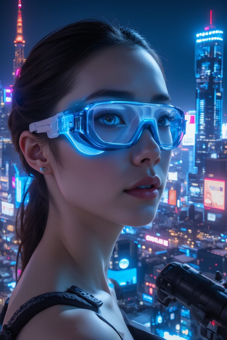 Split Diopter, Product Shot, Tokyo city center, LED Lighting, On a spaceship, UV Lens, AR Glasses
, best quality, masterpiece, ultra highres, ultra realistic,  Nostalgia, 8k, HDR