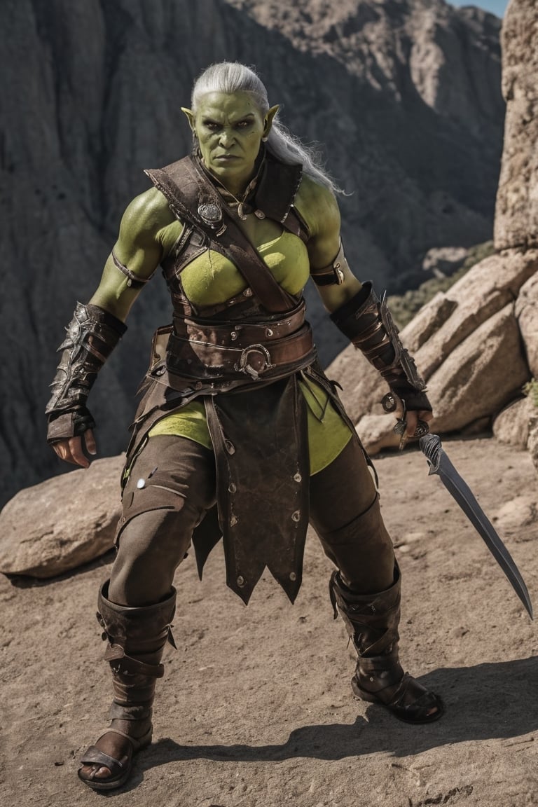 photorealistic photo of a rugged orc woman, heroic pose, Dungeos & Dragons composition, full body.
mortal kombat character,
8k,More Detail. DVD 1960's movie scene coomposition, RPG, fantasy,