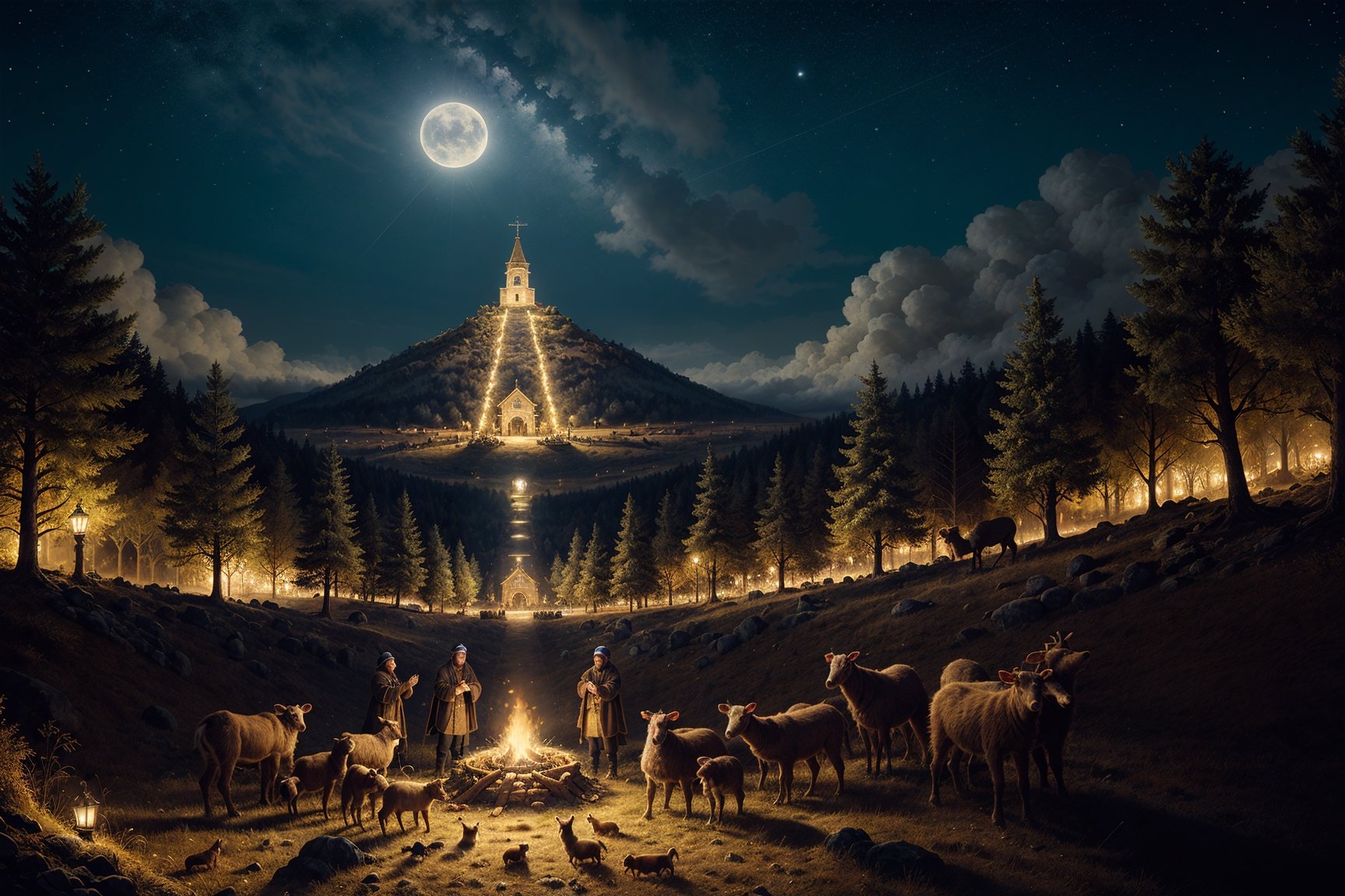The holy night when Christ was born scenery with shepherds in the field
Masterpiece,ayaka_genshin,More Detail,fantasy00d,FFIXBG,EpicArt,Nature,Landscape
