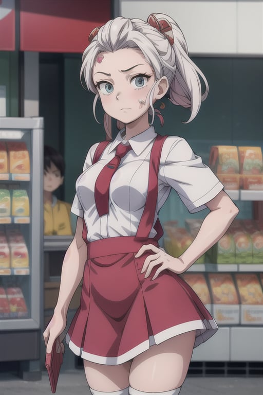 seven eleven, Girl employe, ,anime, 24hrs shop, bored face, attendant, buyers, 