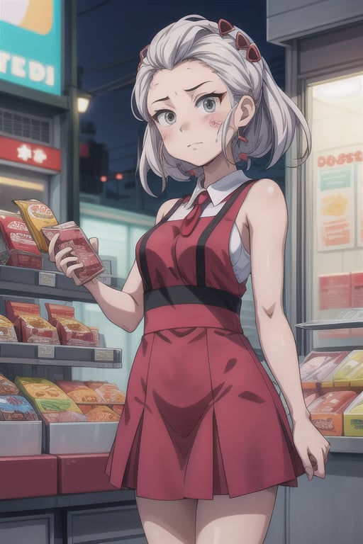 seven eleven, Girl employe, ,anime, 24hrs shop, bored face, attendant, buyers, 