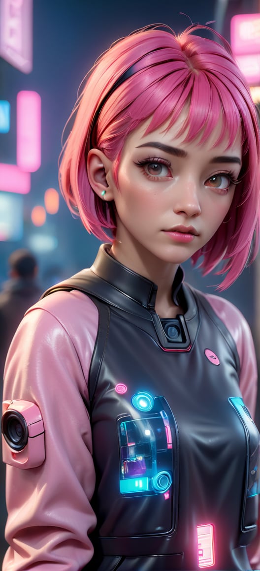 ((best quality)), ((masterpiece)), ((realistic)), (detailed) illustration photographic cute cyberpunk girl with pink hair bob cut , headset, in hollywood,hd octane render, high resolution scan, masterpiece, hyperrealism, delicate detailed complex, highly detailed, intricate detailed, volumetric lighting, light reflection, highly detailed concept art, trending on artstation, vivid colors, melancholic, foggy background, loneliness, depressing, hopelessness, suffering (high angle shot:) (((close up face shoot))), dim lights, 8k uhd, realistic, Nikon z9, raytracing, focus face, (sharpness:)

