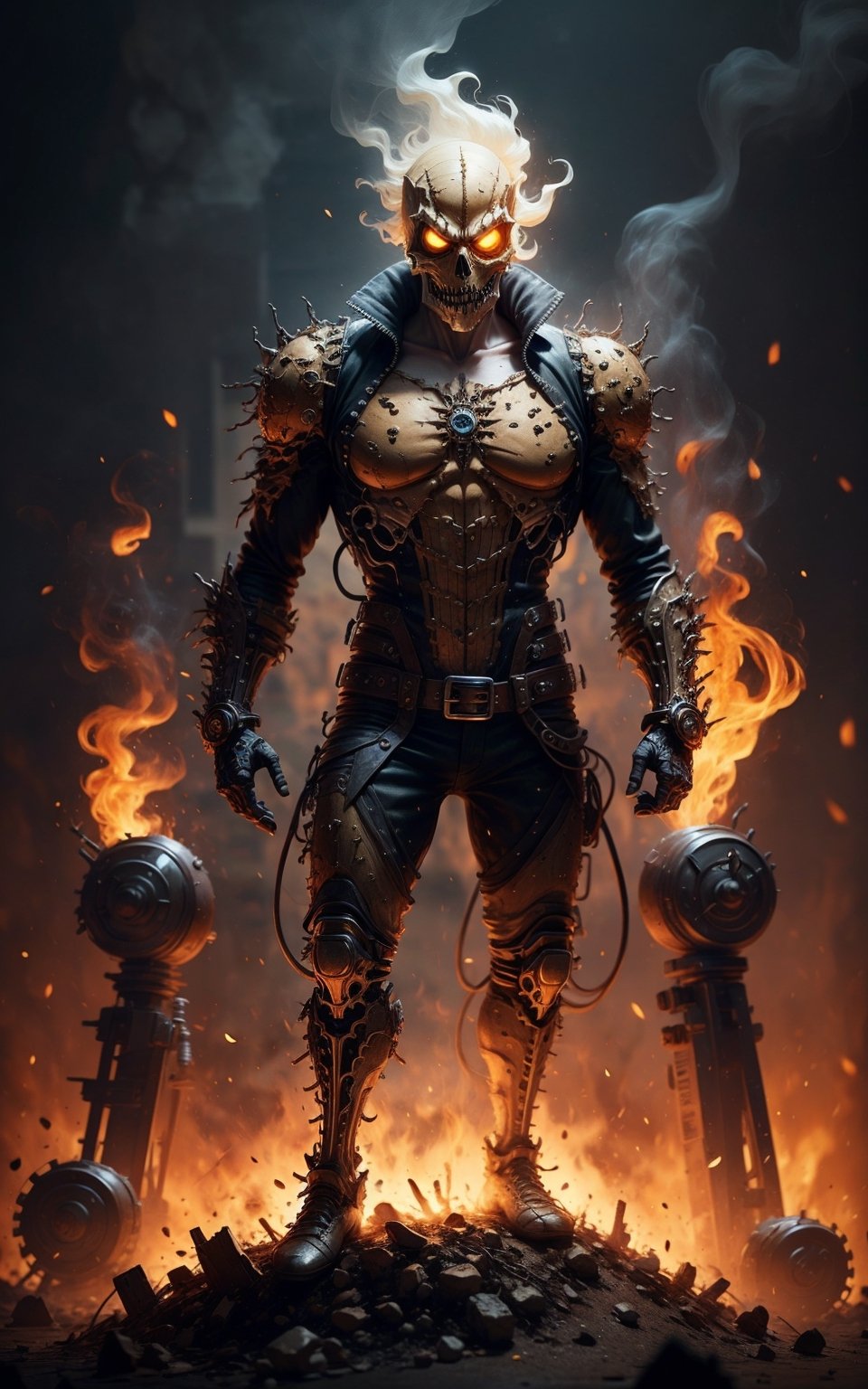 steampunk style ghost rider full body
