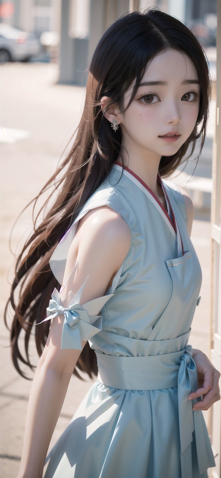 A 20-year-old Korean young lady in a traditional, elegant Hanbok, showcasing a more natural and realistic appearance. The Hanbok is in tasteful pastel colors, enhancing her subtle beauty. This image aims to capture a high level of realism, akin to a photograph taken with a Hasselblad camera. It includes fine details such as distinct pores on her forehead and cheeks, a small scar on her chin from a childhood accident, and a slightly asymmetrical mouth and eyes. The overall look should be a harmonious blend of cultural elegance and realistic, individual characteristics.",Yewon,1 girl