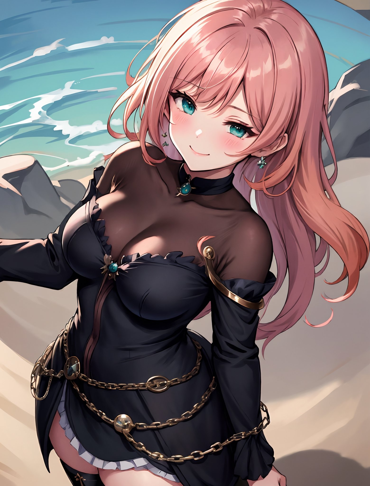 (finely best quality illustration:1.2), (kawaii girl:1.0), (1girl, solo:1.0),   (big breasts:1.0), (smile:0.8), (ultra-detailed, highres:1.0),.masterpiece,best quality,incredibly  detail eyes,shore, 

outdoors, sun rises, scenery, morning, ,masterpiece,cloudstick,incredibly absurdres,high detail eyes,

,downblouse, extended downblouse,long hair,, blue hair, aqua hair, blomde hair, orange hair, red hair, dark brown hair, black hair, skirtuplift, princess_connect!, high boots, at the blue rose park, loli, closed eye, pov, man on top the women, loli, age 18,pink hair, large breasts, lacasindress, black thighhighs