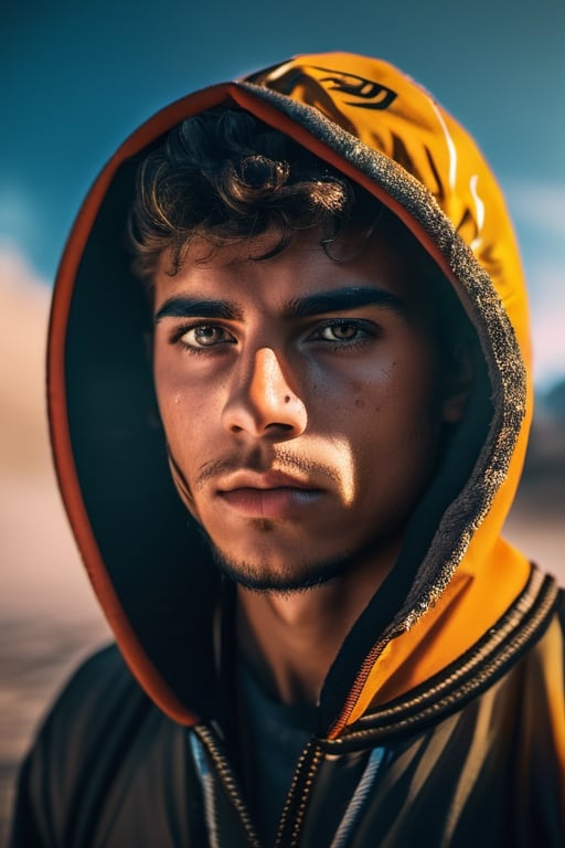 un ragazzo trapper photography, digital art, 8k, future, Cinematic, Photography, Ultra - Wide Angle, Depth of Field, hyper - detailed, insane details, intricate details, beautifully color graded, Unreal Engine 5, Cinematic, Photoshoot, Shot on 25mm lens, full body, eyes looking at camera