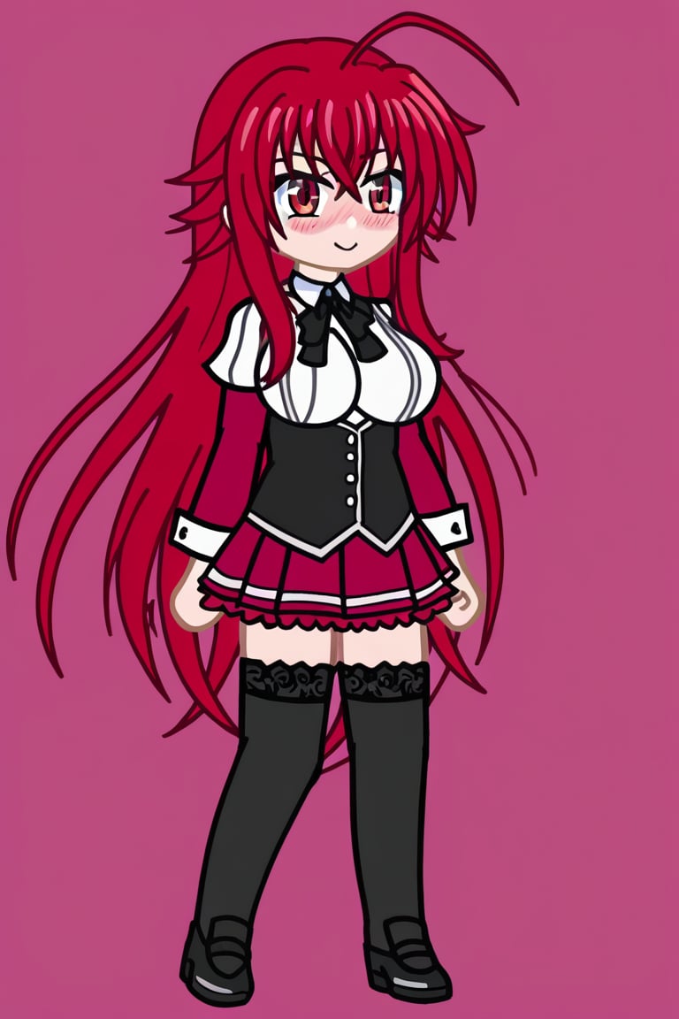 (masterpiece), best quality, expressive eyes, perfect face, score_9, RIAS GREMORY, big breasts, looking at viewer, smiling, blush, high school dxd outfit, gacha style, full_body