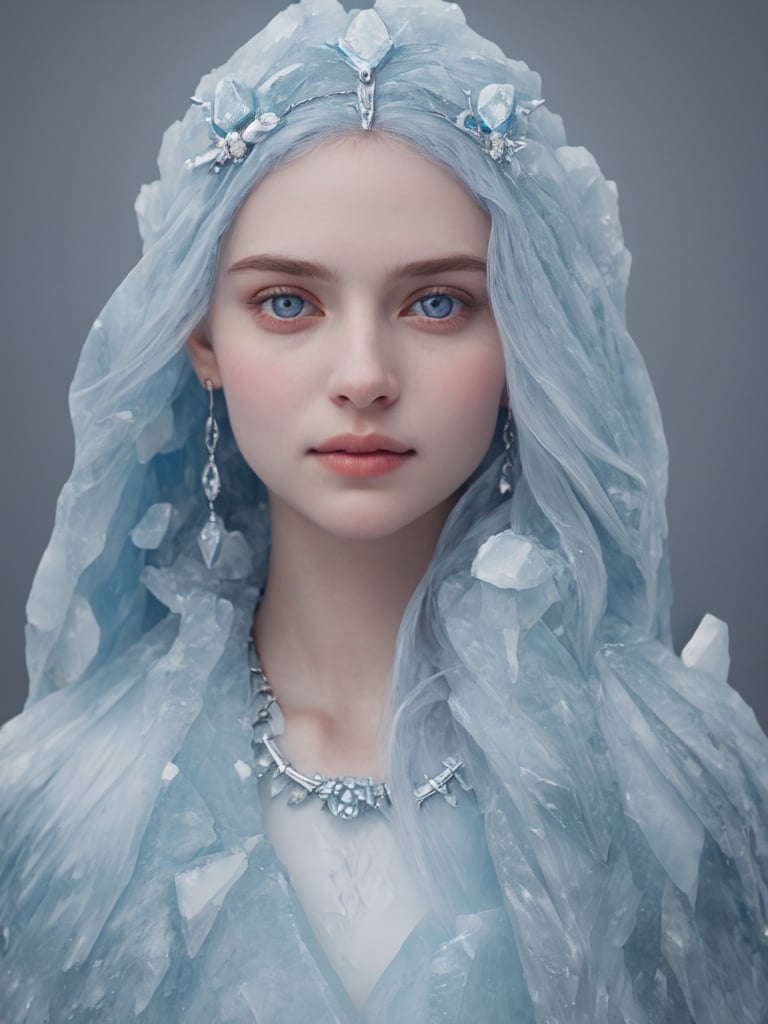 RAW photorealistic  portrait of a radiant goddess of ice
  