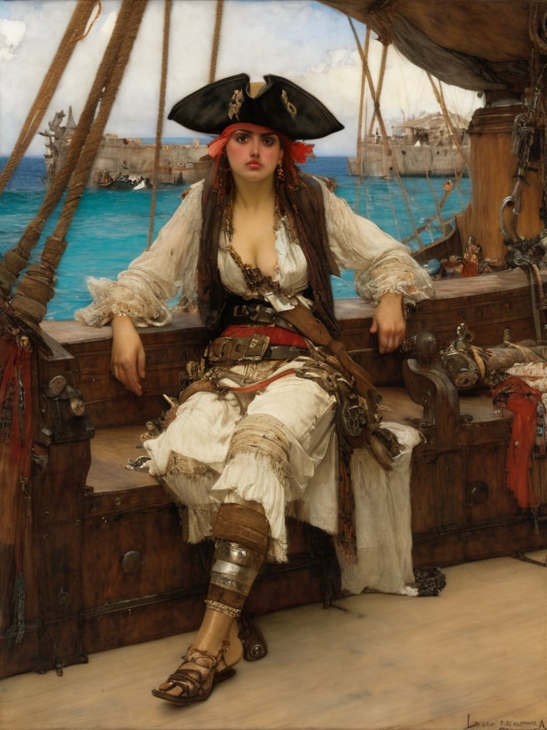 ana de armas as a pirate ((((by Lawrence Alma-Tadema)))),Masterpiece