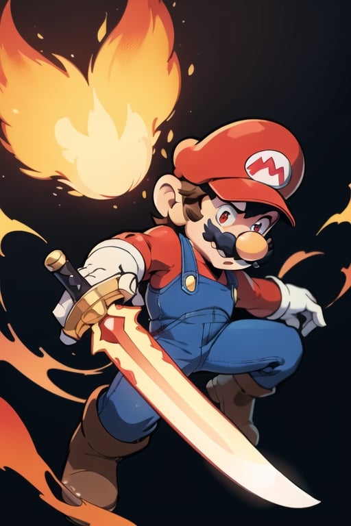 supermario, mario_bros, red_eye, evil, flames, sword