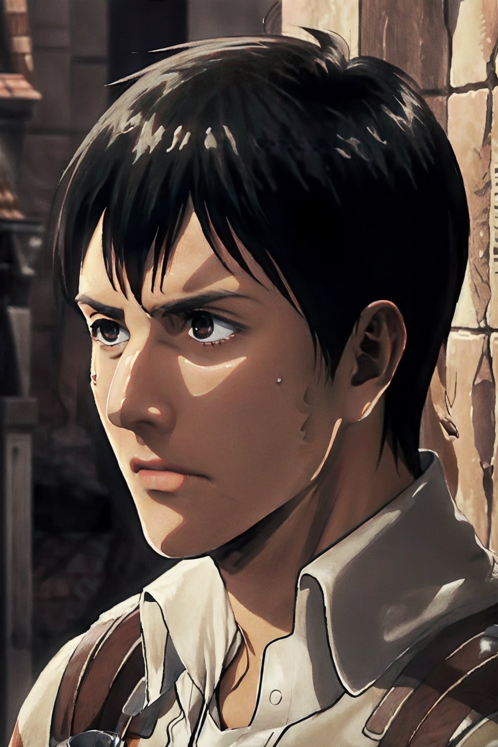 ,handsome, male focus,masterpiece, best quality, photorealistic,detailed skin,picture-perfect face,charming,alluring, seductive,erotic,enchanting,AttackonTitan,art_deco_fusion,handsome male,FFIXBG,Bertlot,hand on own chin, top body