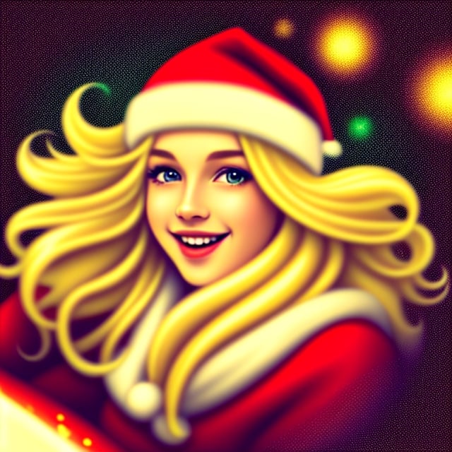 Hot Beauty long wavy golden hair, wearing Christmas cap, milky white skinned young hot girl, green eyes, riding a sleigh that is pulled by a team of reindeer, surrounded by stars, as Santa Claus, laughing, sketchy graphic comic style, line art, aerial shot, Christmas theme, dynamic,modelshoot style,<lora:659111690174031528:1.0>