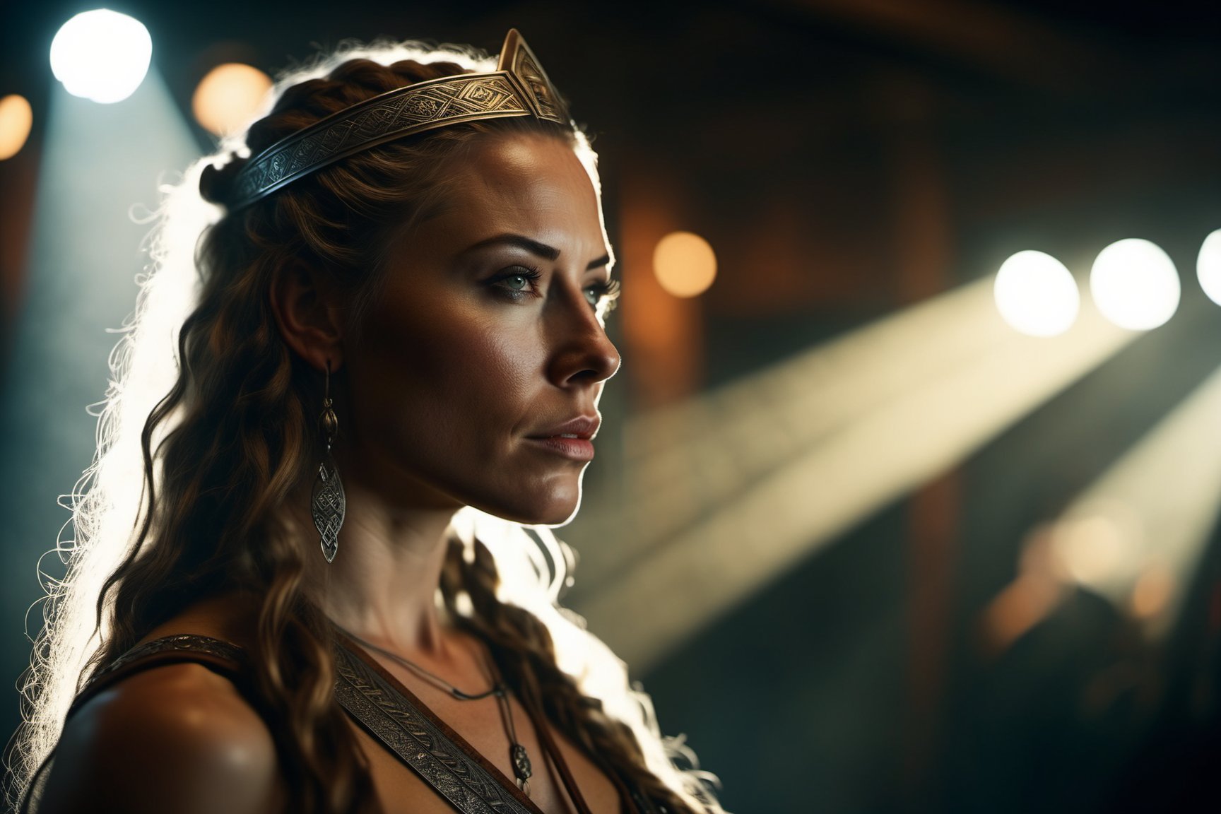 35mm film movie still, ultra photorealistic, photorealism, shot of a beautiful and sexy viking queen, cinestill, taken with hasselblad H6D 100c, the HCD 24mm lens, hazy mood, cinematic dramatic lighting, (viking hall background), sharp focus, (perfect real extremely details), amazing fine detail, absurdres, hyper realistic lifelike texture, dramatic lighting, long dark hair, full_figure, 