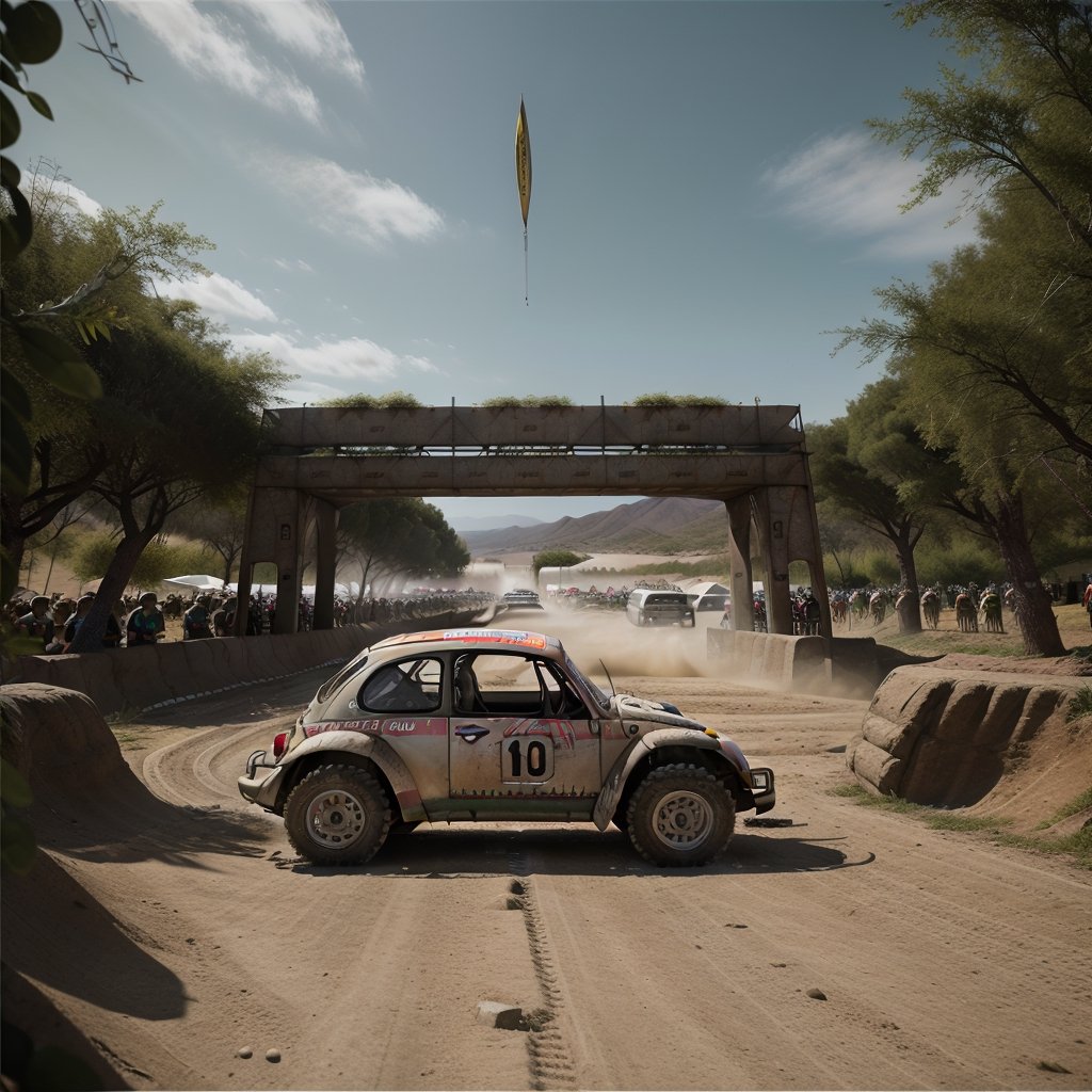 (Top Quality, Masterpiece), Realistic, Ultra High Resolution, Complex Details, Exquisite Details and Texture, Realistic, ((From Side:1.2)), 
Volkswagen Beetle car, (Baja1000 race:1.5), madgod,volkswagen type1, ,pastelbg,Nature