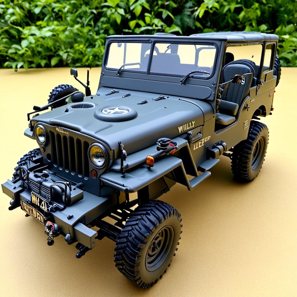 (Top Quality, Masterpiece), Realistic, Ultra High Resolution, Complex Details, Exquisite Details and Texture, Realistic, 
WILLYS JEEP, Wild Willy, TAMIYA, RC, ,pastelbg,pdrally,3d,LandCruiser40,kawaiitech,3d_art,3d_style,DonMPl4sm4T3chXL 