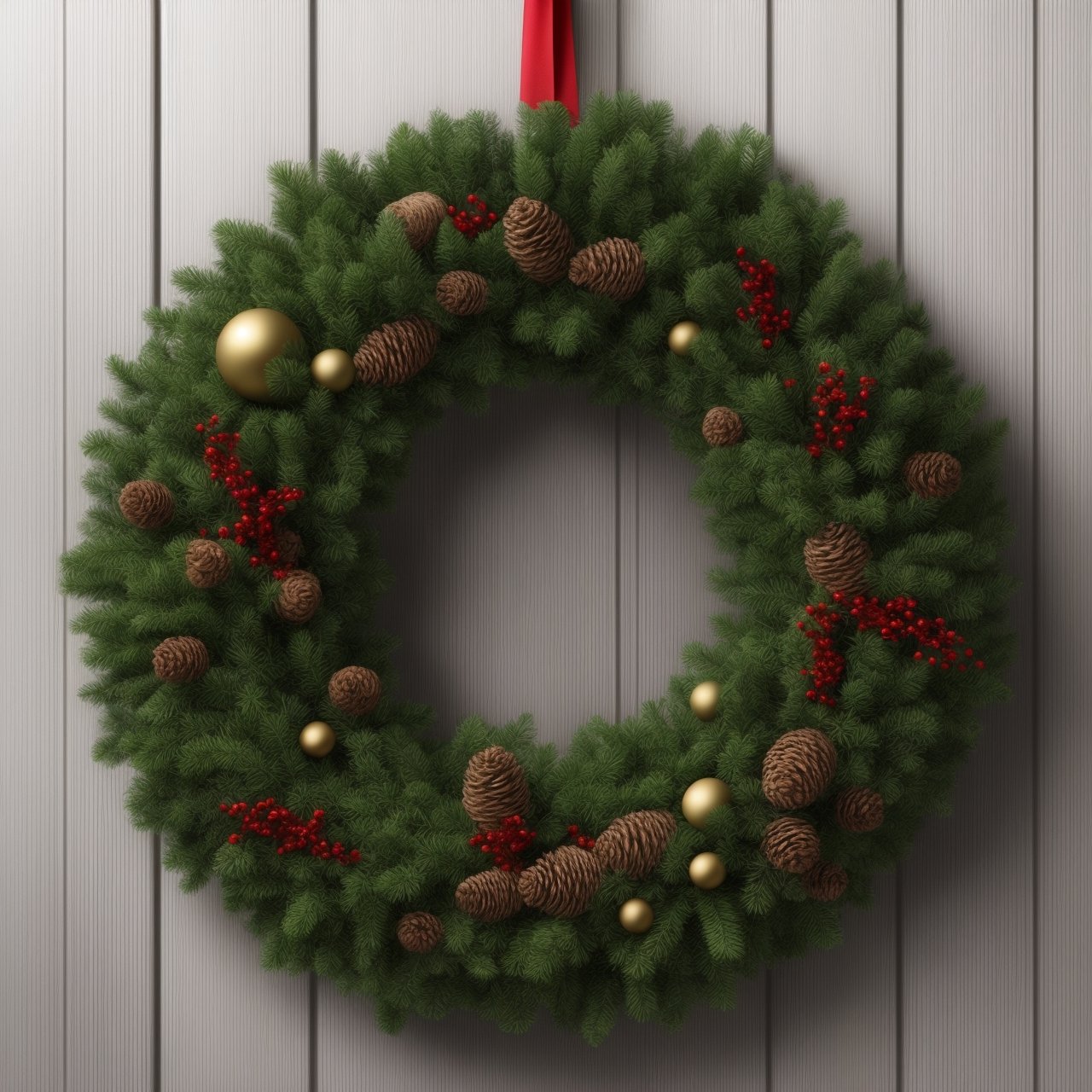 Generate hyper realistic image of a beautiful Christmas wreath