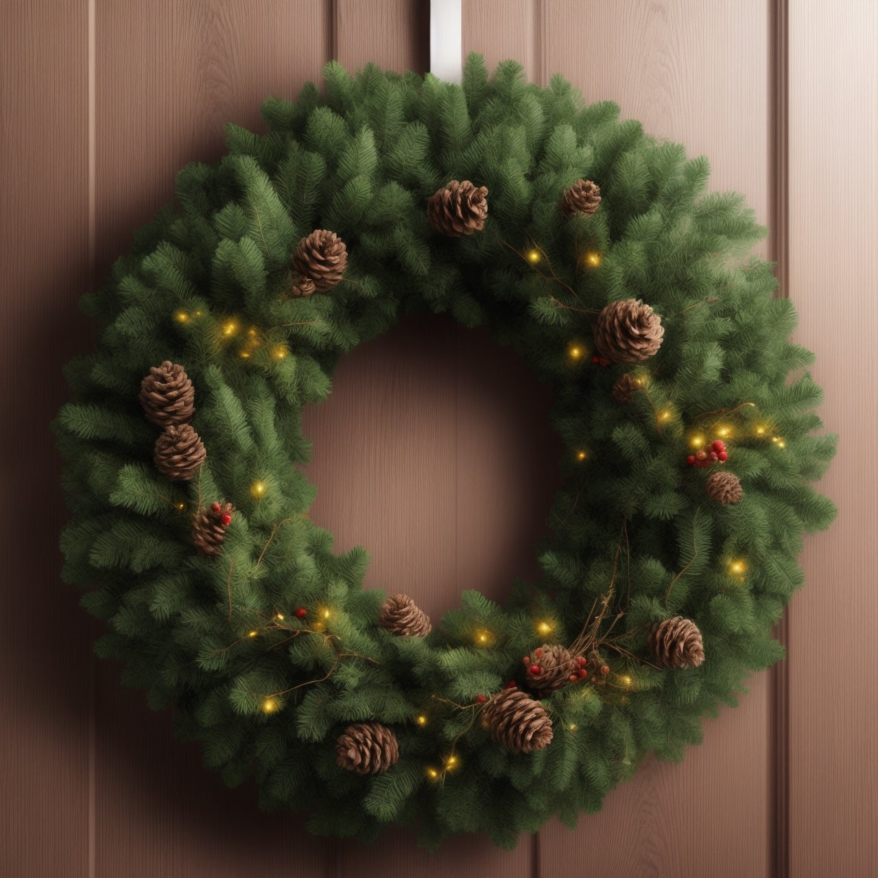 Generate hyper realistic image of a beautiful Christmas wreath