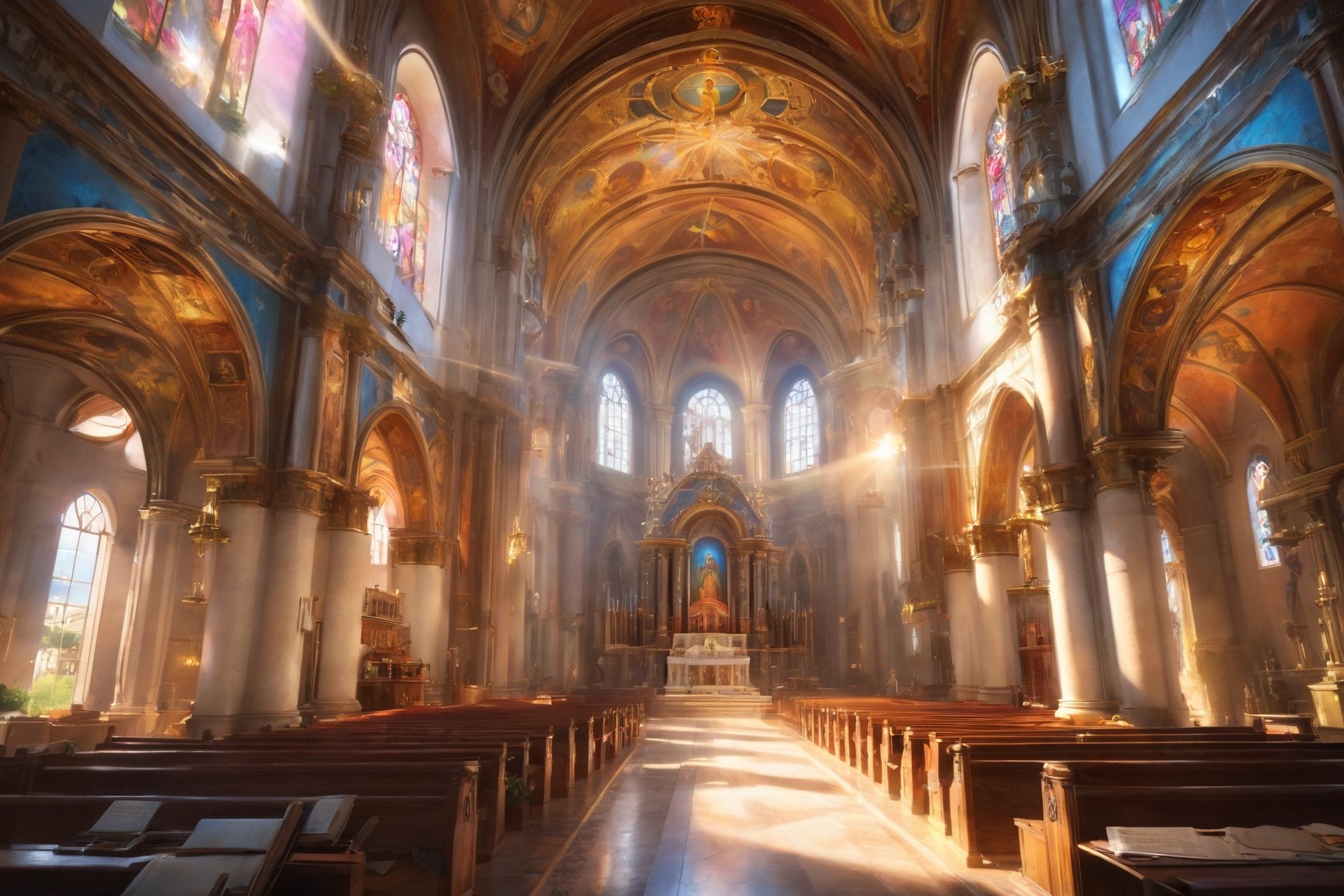 church, building, roma, amazing, shiny Impressive lighting, vibrant colors, ,Ultra Realistic, trending on artstation, exaggerated, detailed background:1.1) ,steampunk style,Renaissance Sci-Fi Fantasy,Movie Still, church, glaring,daylight, sun, stralight,Mural