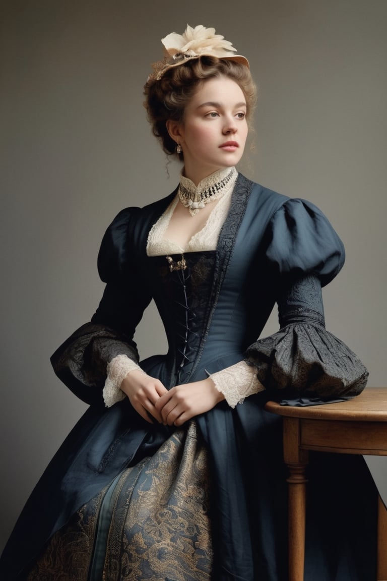 (((iconic but extremely beautiful)))
(((clothing canvases/cloths and mixed fabrics)))

(((simple background)))
(((1880s age style,with accessories)))
(((intricate details, masterpiece, best quality, photorealistic, minimalist)))
(((dynamic pose, looking at viewer,profile view, full body view)))(((by Rembrandt style, by Stanley Kubrick style)))