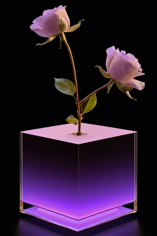 ArtMachina, cyb-3d-art, close up, (((Lilac,Beige,Maltese Terracotta, neon color)))masterpiece, best quality, ultra quality, levitating crystal rose, 3D, artistic, aestethic, minimalistic style, simple composition, majestic art, dark background, levitating,photo r3al, cinematic moviemaker style,IMGFIX