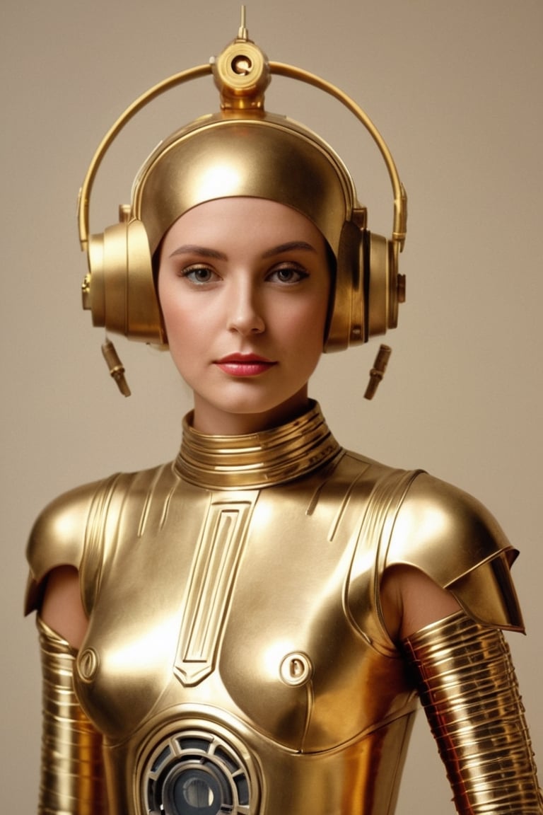 (((C-3PO
Personaje de Star Wars cotton dress)))

(((1980s age style)))
(((posing for camera,pose pin-up)))(((bronze,copper,bichromate)))
(((hasselblad 70mm camera films)))(((Masterpiece,  Best quality,  Insanely detailed fashion,  atmosphere Futuristic plastic neón elegant))), metal,,