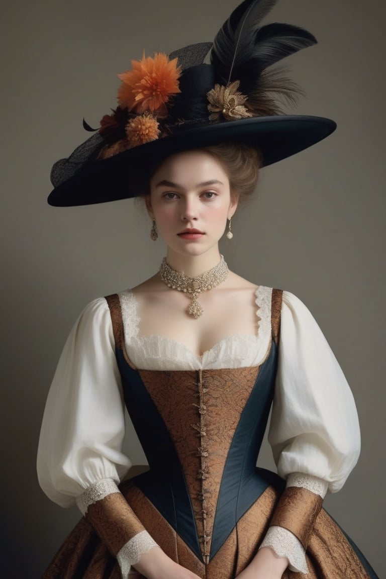 (((iconic but extremely beautiful)))
(((clothing canvases/cloths and mixed fabrics)))

(((simple background)))
(((1880s age style,with accessories)))
(((intricate details, masterpiece, best quality, photorealistic, minimalist)))
(((dynamic pose, looking at viewer,profile view, full body view)))(((by Rembrandt style, by Stanley Kubrick style)))