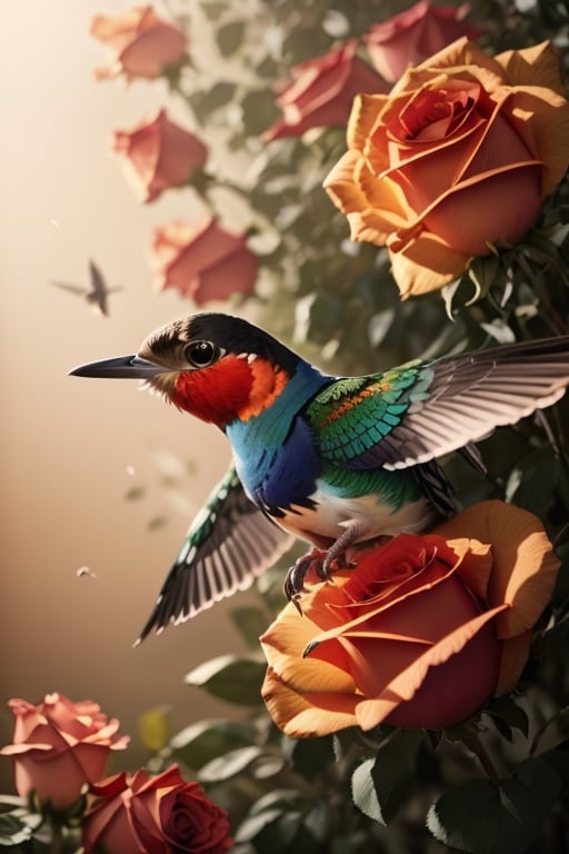 (best quality, highres, ultra-detailed), red roses ,pastel colors,soft shadows,blooming petals,delicate stems,fresh and vibrant,botanical inspiration,dreamy atmosphere,artistic details,nature-inspired,fine lines,detailed texture,garden beauty
(((A (flying) bird in the air)))
(((hasselblad 70mm camera films)))(((hyper-detailed, photorealistic, ultra photoreal, cinematic shading
Renaissance style. Photographic detailed)))photorealistic,leonardo