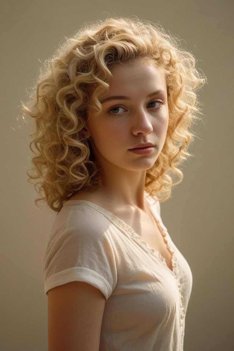 (((Iconic extremely beautiful)))
(((Blonde curly Hair shot)))
(((delicate interplay of light and shadow, artistic expression, emotional resonance, symmetry,minimalistic)))
(((1950s age style)))
(((Sun-drenched light colors background)))
(((View zoom,view detailed,view 
 Profile,wide angle))) 
(((by Alfred hitchcock style,by caravaggio style))),cinematic style