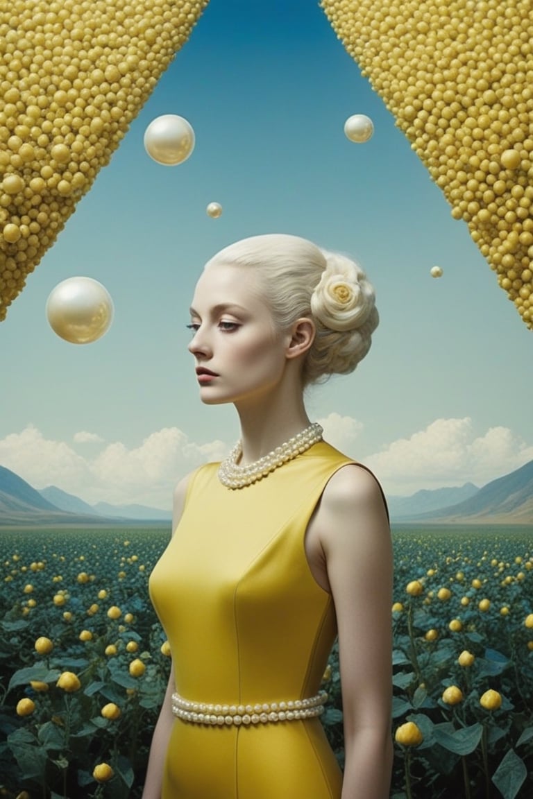 (((iconic,conic,squares,triangle,sphere ,futuristic-sci-fi but extremely beautiful)))
(((pea yellow, pea flowers blues, white pearls trim)))

(((hasselblad 70mm camera films)))
(((Surrealist art, Dreamlike, mysterious, provocative, symbolic, intricate,photorealistic, masterpiece)))
(((open spaces,love epic,Desire)))
(((intricate details, masterpiece, best quality,master of photographed)))
(((Wide angle, full body shot, profile view)))
(((dynamic pose, looking at viewer))) 
(((by leonardo da vinci style,by Diane Arbus)))