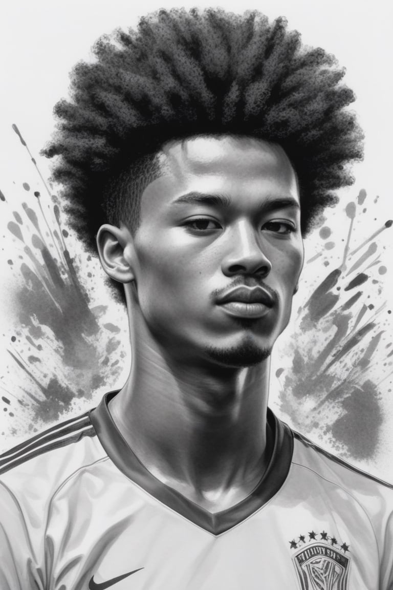 (((create Kim Jung Gi style illustration)))
(((footballer, Brazil national team,afro hair,detailed sports uniform)))

(((Very detailed chinese ink Kim Jung Gi style drawing,  brush marks)))
(((Monochrome, black and white)))
(((full body shot from distance)))
Monochrome,Leonardo Style