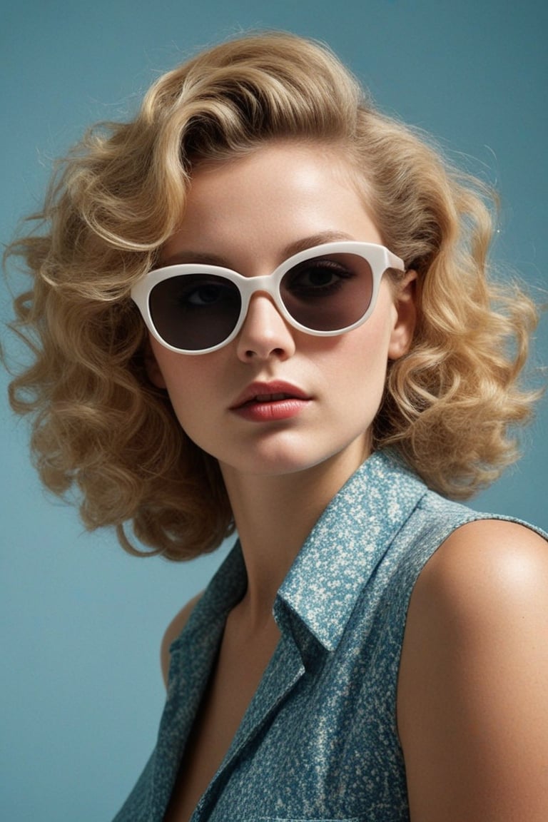 (((Iconic illustration 1950s age style but extremely beautiful)))
(((blonde curly hair shot with sunglasses)))
(((Chiaroscuro Solid colors background)))
(((masterpiece,minimalist,epic,
hyperrealistic,photorealistic)))
(((view profile,view detailed )))
(((Monochrome solid colors)))(((Annie Leibovitz style, by Diane Arbus style))),srh_ttz