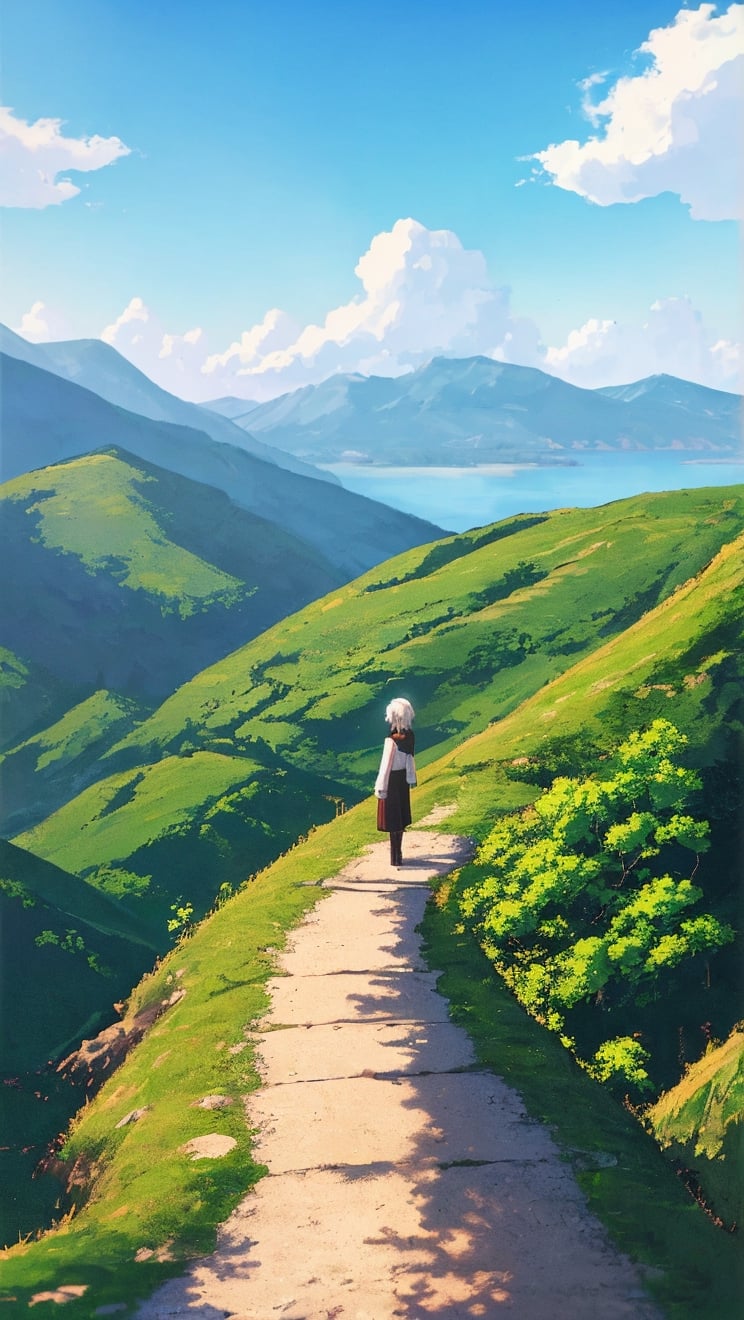  a random serene anime scenery, a heartfelt moment, beautiful and soothing scenery, peaceful, a hill station, imagination .

 4k, ultra hd, high quality, ultra wide view, wide field view, telephoto, your name anime style,  anime, crispy picture, very detailed photo, intrinsic detail, 