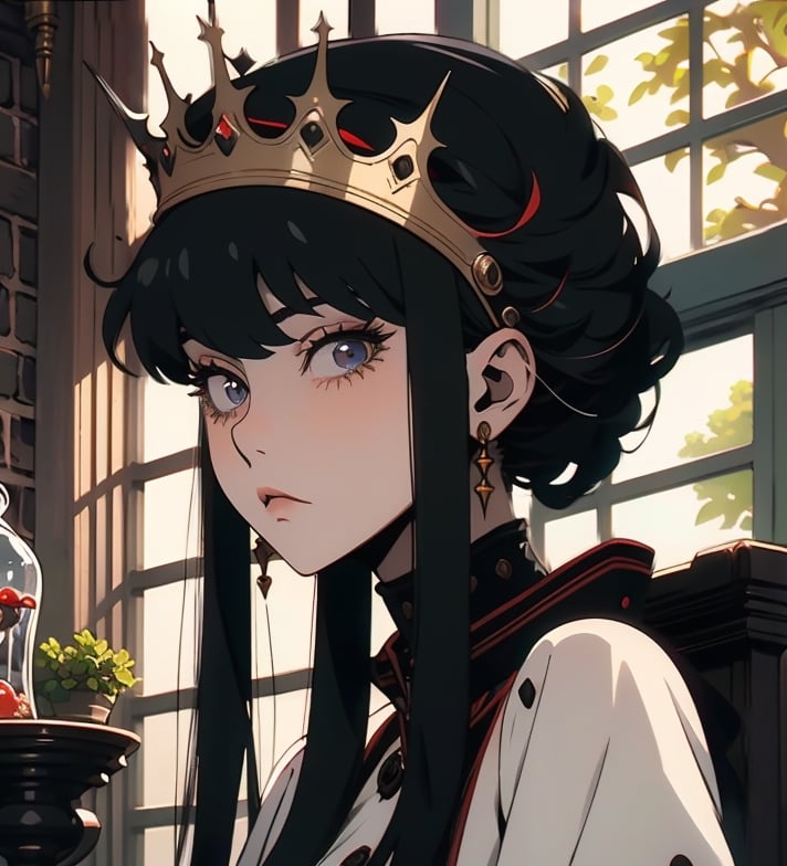 1 girl,cute, Jelly skin, oily skin, sparkling eyes, cute clothes. face focus,tiara,crown ,jelly, art, art style, cute, aesthetic, trendy, tik tok, female, girl, glossy, shiny, adorable, jelly, soft, dewy, cute, dark theme, black hair,ybv1,anime