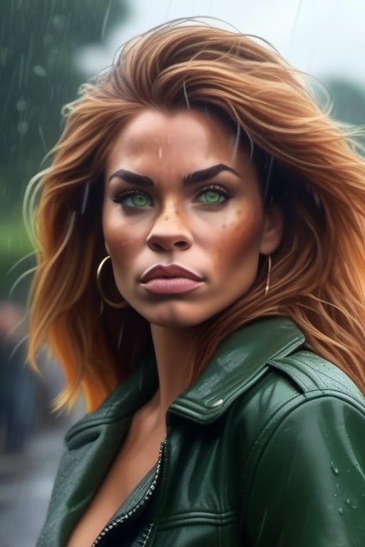 A sexy woman ,
Friend with a Lion,
Scar Lion from Lion King,
scarlion, lion, green eyes, whiskers, feline, best quality, photorealistic, raining, cloydy, hyperrealistic, ultradetailed, detailed background, photo background, digital drawing (artwork), [[by kenket|by totesfleisch8], by thebigslick:by silverfox5213:0.8], [by syuro, by paloma-paloma::0.2], depth of field, grey sky, intimidating,  ,Porcellana style,food ,more detail XL