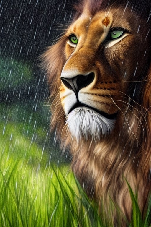 A sexy woman friend with,
scarlion, lion, green eyes, whiskers, feline, best quality, photorealistic, raining, cloydy, hyperrealistic, ultradetailed, detailed background, photo background, digital drawing (artwork), [[by kenket|by totesfleisch8], by thebigslick:by silverfox5213:0.8], [by syuro, by paloma-paloma::0.2], depth of field, grey sky, intimidating,  