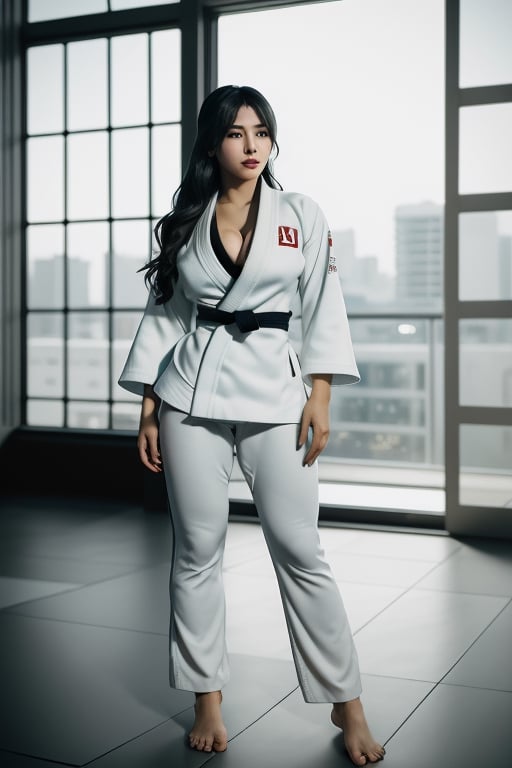 (+18) ,
A sexy female judo player ,
judo 🥋 uniform,
The Judogi is the formal Japanese name for the traditional uniform used for Judo practice and competition ,
ultra detailed face, 
symmetrical eyes, 
soft face, 
Long Cleavage, 
Open front judogi jacket,
tired and happy,
Side boob ,
((view from below, looking upwards))), 
Full body shot,
Far away shot ,

Insanely detailed portrait of a 
Intricate Photography, 
A Masterpiece, 
8k Resolution Artstation, 
Unreal Engine 5, 
Cgsociety, 
Octane Photograph, 
sharp focus ,

,more detail XL
RAW photo, 
8k uhd, high quality, 
big lips,
m4d4m, 
hourglass body shape, ,
,