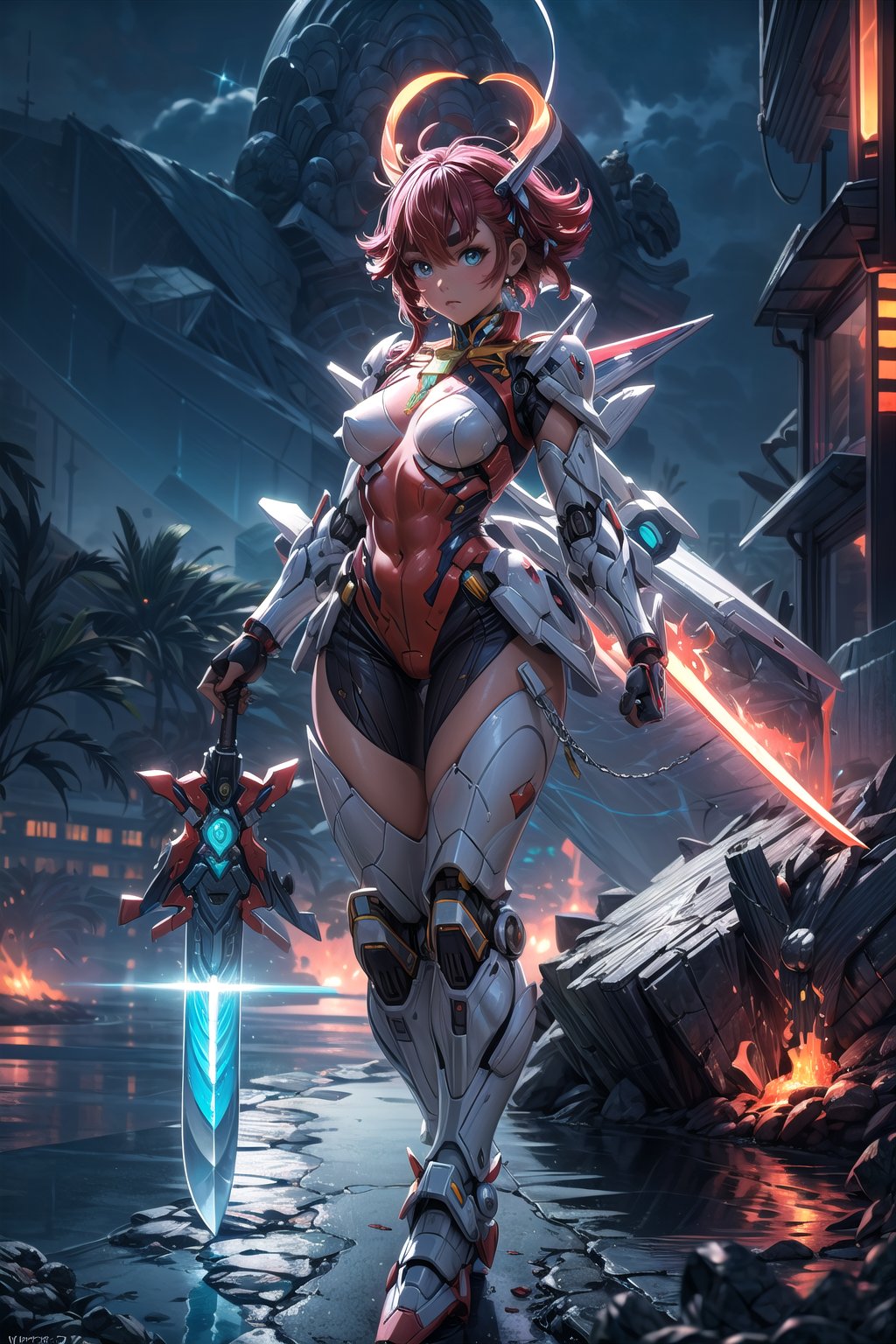 ((Masterpiece, best quality, ultra details, 8k, HDR)), Lenkaizm,(absurdity), Envision a warrior with lightning hair, (holding weapon:1.8), wearing an ethereal battle armor glowing with intense sparkling light, heroic muscular, mechanical leg, robotics neon rivets, light reflection, super artsy, algorithmic artful, arching light, goddess, divine, outerwold, super detail, exquisite details,ultralman style, tokusatsu theme, sharp focus, battle scene, vivid color, light beam, saint seiya, berserk, btx, cosmos, starry sky, moon, legendary, ultimate form,  jet thruster, wing cannon, jet leg,  neon rivets armaments, big saggy breast,((Birds view.)) Masterpiece, best quality, Ultra-high resolution, Realistic, sense of reality, The ultimate detail, 8K wallpaper, Professional lighting, Cyberpunk lights. Flame around armor.The perfect hand, Realistic hands, 1girl, solo, standing, full body, jixieji, Wearing a mecha, mechanical joint, dynamic posture, Universe, Earth, machinery, Heela collections, Mecha girl sexaroid, Chain link fence, ((dynamic pose)), blue_jijiaS, fbot, mecha, Pink Mecha, Mecha girl figure, Honey Mecha, Mecha warrior, Mecha, CYBER PUNK, Gundam, rx78, girl, detail, GTS, Real, 1GIRL, science fiction, Mechagirl, Girl. Giantess standing on the city. She is 200 meters higher than the building., bird 's-eye view, fantastic atmosphere, river. Hold a plane in the hands. Small trucks and human beings around the Giantess., river, fantastic sense of light. Holding a larger laser gun, fight with monsters., greendesign, Hourglass body shape, orange, Sagittariusarmor, mechaarmor, jellyfish,thick thigh:1.2,big saggy breast:1.2,abs:1.2
