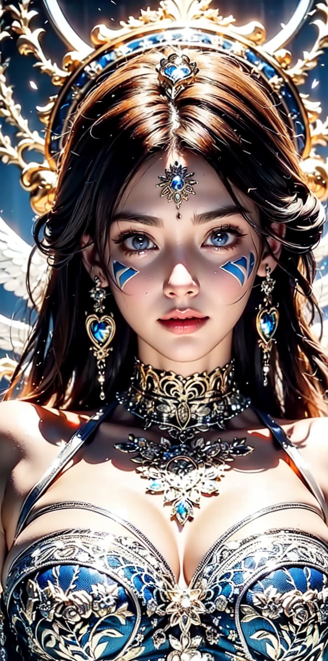 (athena, goddess,wedding dress),(long_blond_hair:1.3), (hair ornament), (Flawless and delicate face),(happy_face),happiness ,(smile:0.8),(naked),(Gorgeous royal throne:1.2),(sky background), (glowing eyes), (Intricate sacred Patterned body :1.5), (white_background), (lace and stockings entanglement),(heart and empty entanglement), High Detail, masterpiece, best quality, more detail, Hyper Quality, detailed, more detail, Texture-rich, Delicate texture,  (silver tones:1.3) ,technique highly detailed,the most beautiful image ever seen,picture of the day