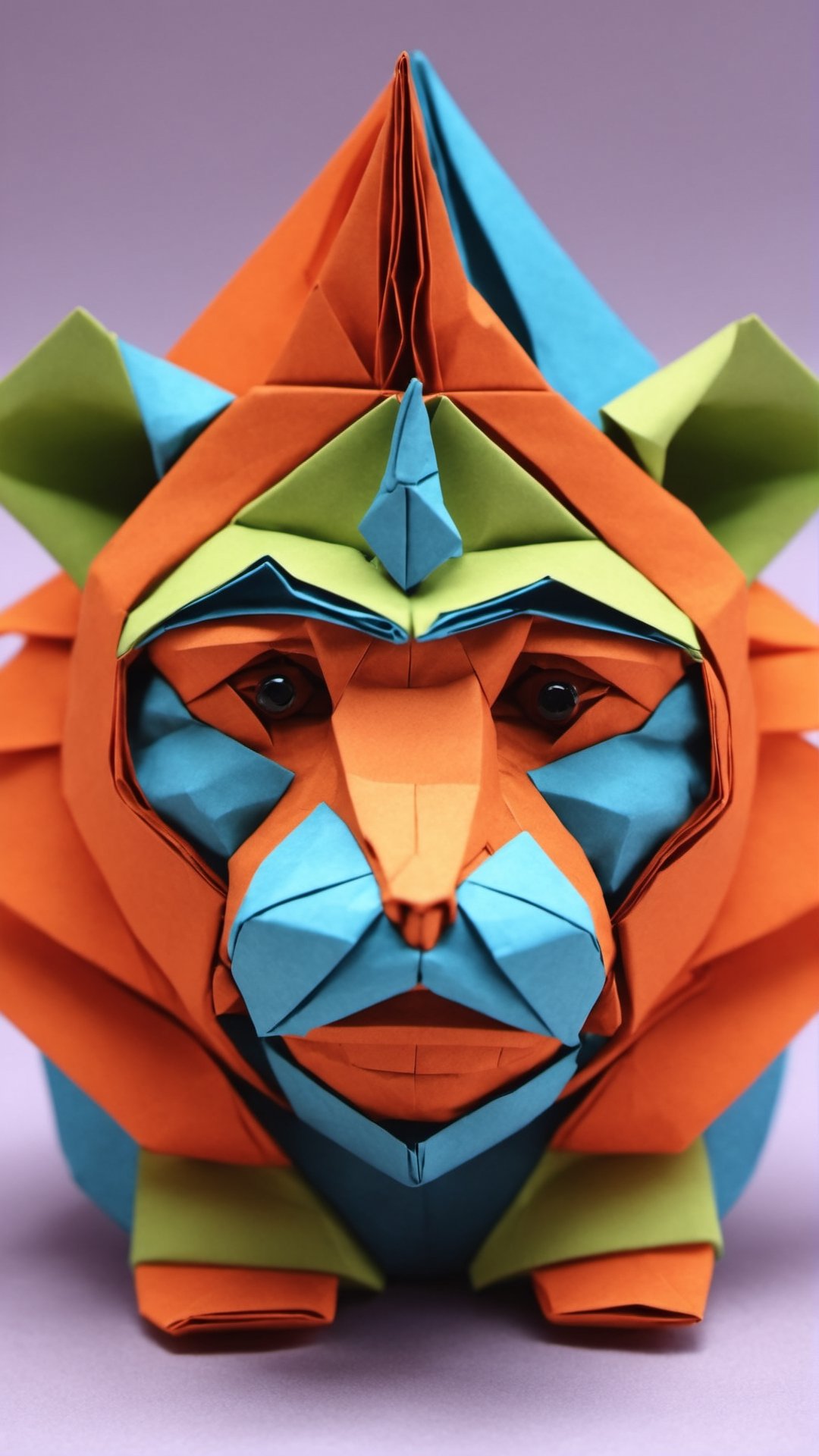 Origami ,colorful, the head of a lovely 
monkey