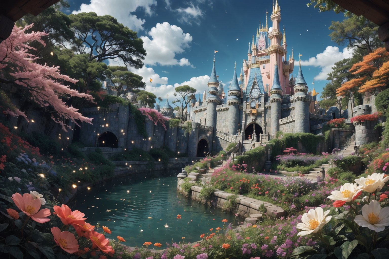 (best quality), (extremely detailed CG unity 8k wallpaper:1.1), (colorful:0.9),(panorama shot:1.4),upper body,looking at viewer,from above, 2 girls hugging each other,15yo, cosplay, (Disney land Tokyo :1.4), fun,smile, happiness, Nature, colorful, exposure blend, medium shot, bokeh, high contrast, (muted colors, dim colors, soothing tones:1.3), low saturation, Adorable cloth, shiny, luxury red off the shoulder full skirt vintage swing dress, (high quality:1.3), (masterpiece, best quality:1.4), (ultra detailed, 8K, 4K, ultra highres), (Beautifully Detailed Face and Fingers), (Five Fingers) Each Hand, nice hands, (perfect fingers, perfect hands :1.3), sharp focus, professional dslr photo, (Photorealistic:1.4), UHD, HDR, volumetric fx, (((intricate details))), extremely detailed CG, cinematic photo, perfect photography, professional, perfect sky, shiny, glitter, gradient color all fluentcolor, (professional photograpy:1.1),colorful, ,sciamano240,Magic Forest