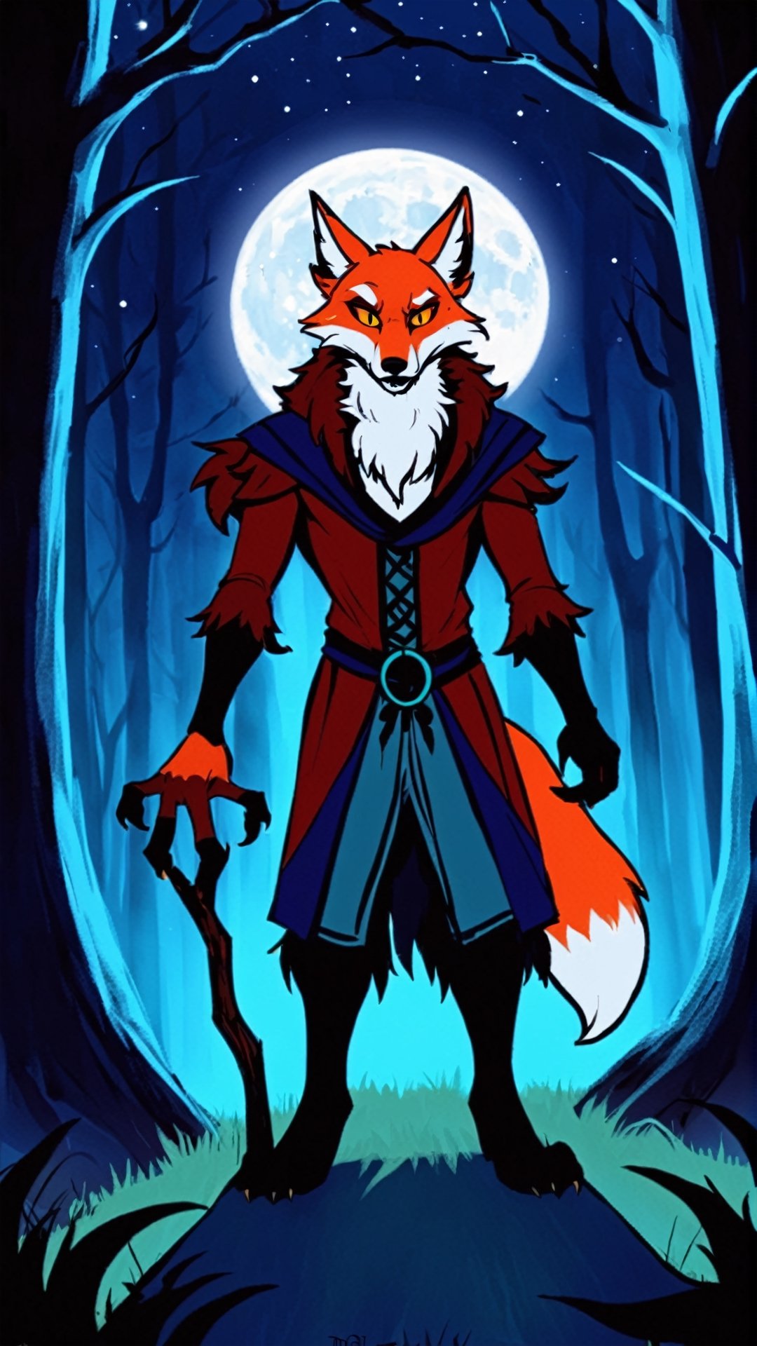 night moonlight forest Personification furry Therianthropy fox sorcerer woods Furry evil Devi man 