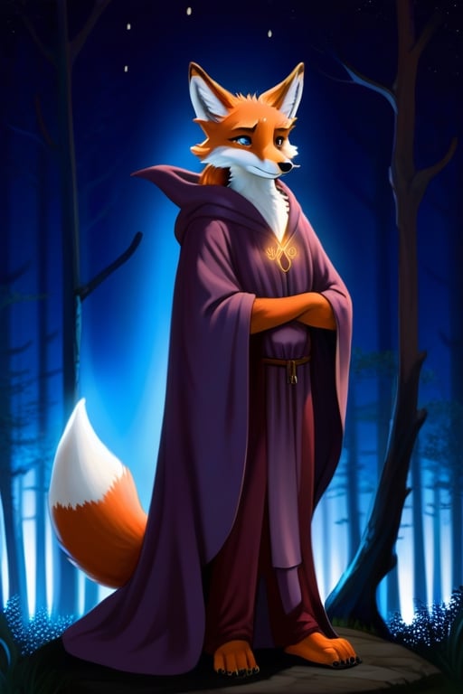 night moonlight forest Personification furry Therianthropy fox  wizard