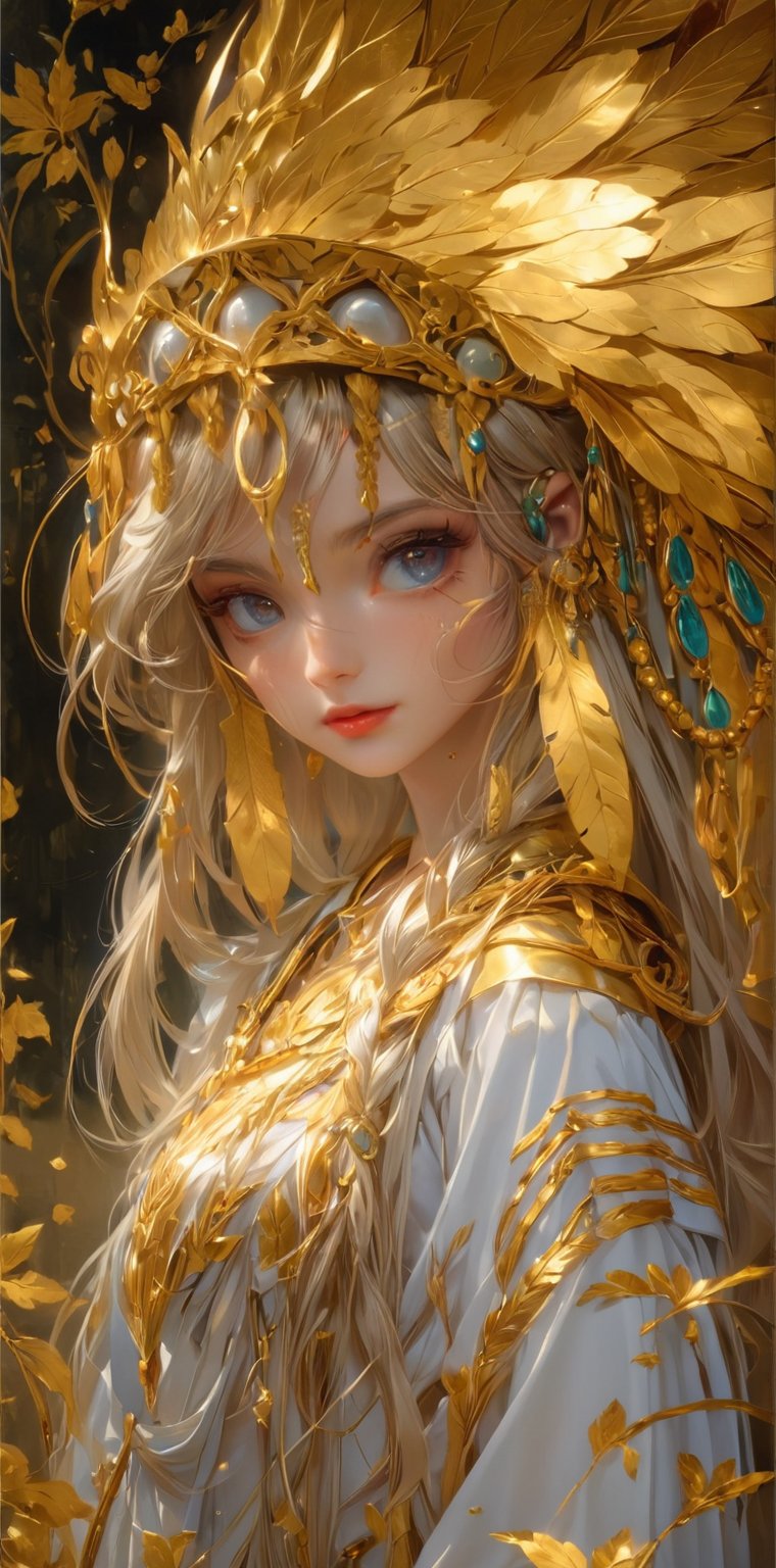 masterpiece,best quality,official art, extremely detailed Gold Leaf Art