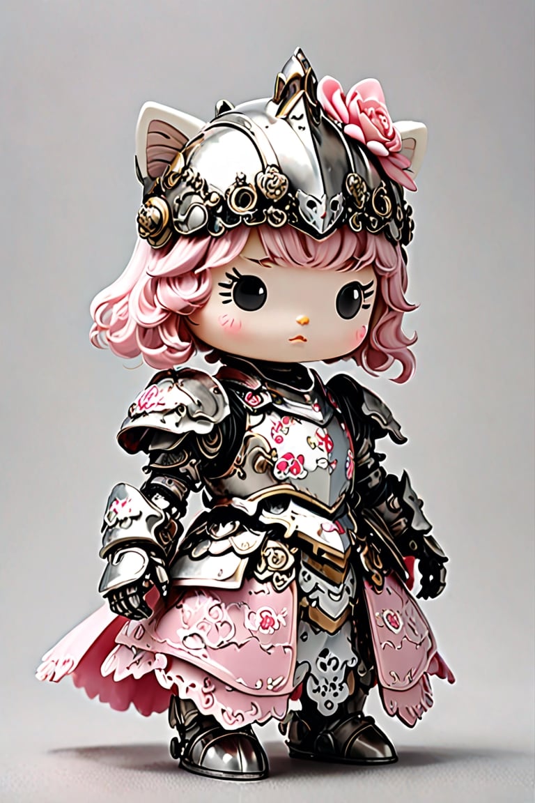 (HELLO KITTY),
Princess Knight penda, is adorned in a pink and white knight's armor, with the helmet featuring the adorable face of  penda, armor is adorned with intricate lace and frills, emitting a sweet fragrance,sticker,mecha