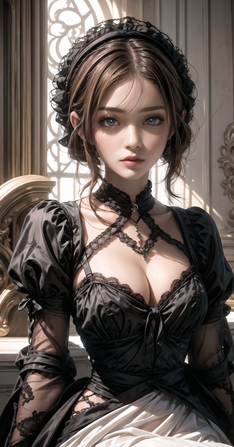 (A fusion of the noble fashions of Renaissance Europe and modern Gothic Lolita costumes, the cat wears intricate ruffled collars, embroidered velvet garments, and lace accessories. It embodies both elegance and modern gothic charm, creating a unique and surreal aesthetic.Cat themed cats, renaissance backgrounds), detailed textures, high quality, high resolution, high precision, Realism, color correction, proper lighting settings, harmonious composition, Behance works