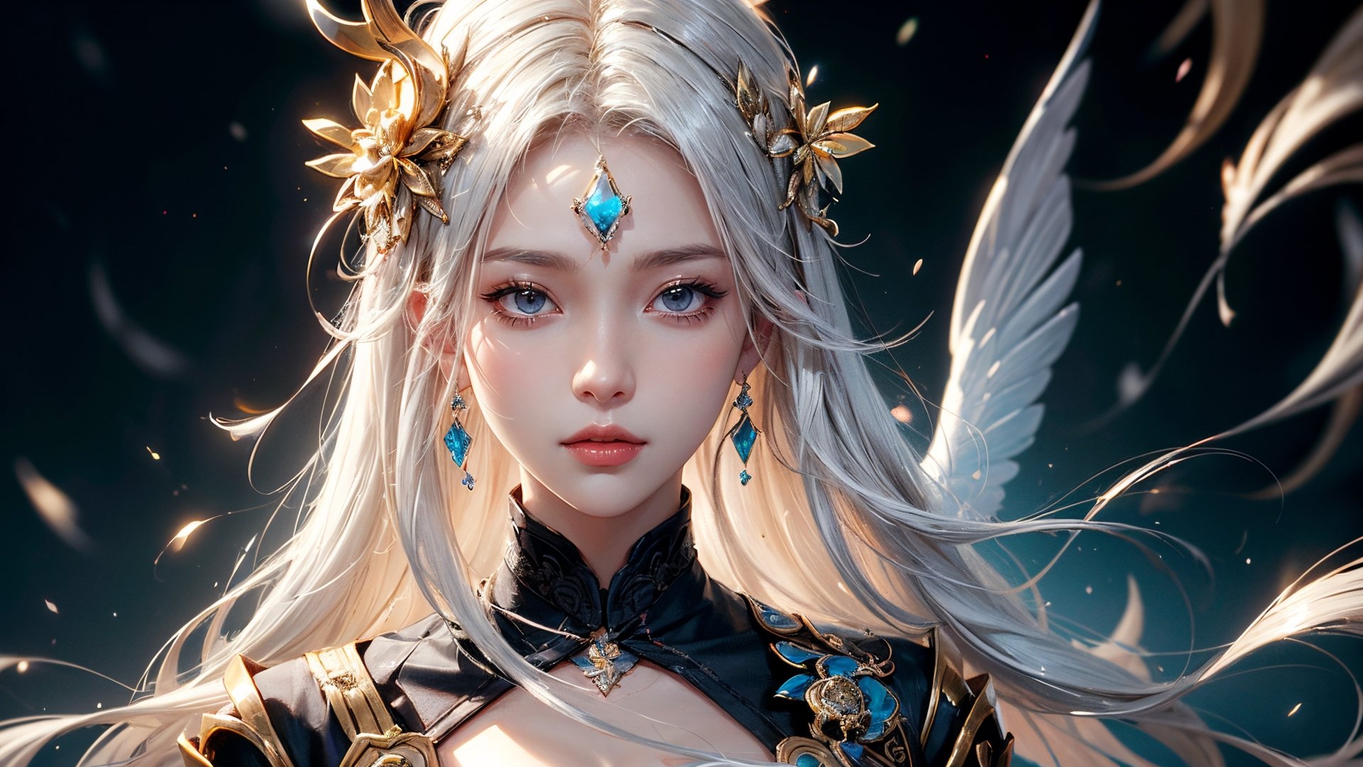 close-up of a woman with white hair, Belle peinture de personnage,Guviz,Guviz-style artwork,Yang J,Epic and beautiful character art,Stunning character art,FAN Qi,Wu Zhun Shifan,Guvitz at the Pixiv Art Station,China-style,Women's three-piece,1 girl,perfect light