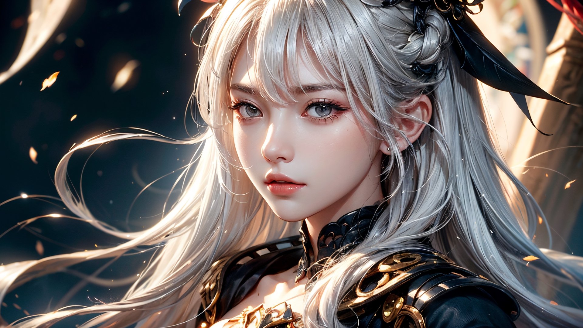 close-up of a woman with white hair, Belle peinture de personnage,Guviz,Guviz-style artwork,Yang J,Epic and beautiful character art,Stunning character art,FAN Qi,Wu Zhun Shifan,Guvitz at the Pixiv Art Station,China-style,Women's three-piece,1 girl,perfect light