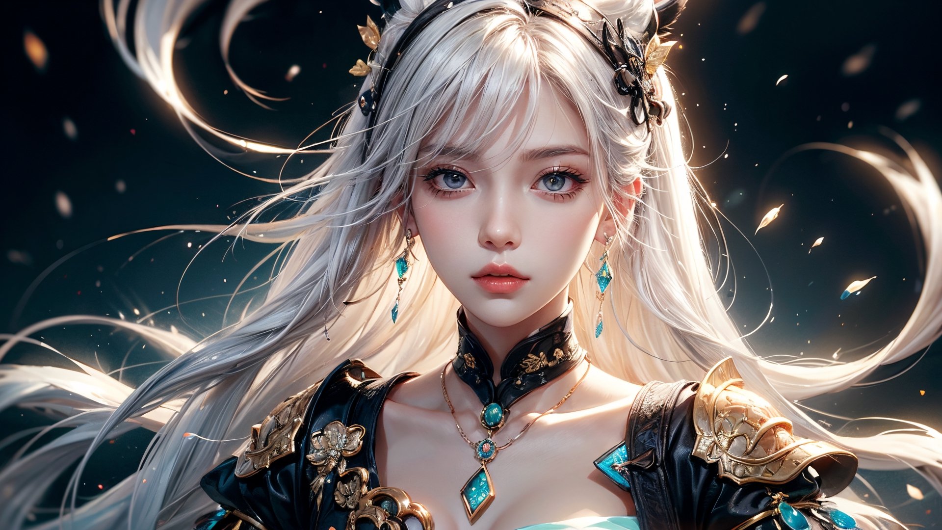 close-up of a woman with white hair, Belle peinture de personnage,Guviz,Guviz-style artwork,Yang J,Epic and beautiful character art,Stunning character art,FAN Qi,Wu Zhun Shifan,Guvitz at the Pixiv Art Station,China-style,Women's three-piece,1 girl,perfect light, coeboy shot