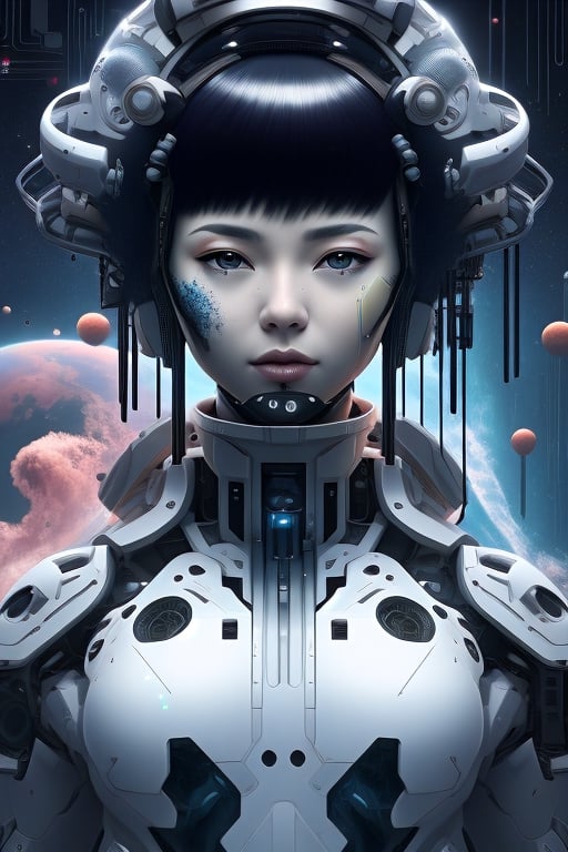 Ghost in the Shell, by Luis Duarte, Space Art, Sci-Fic Art, Dark Influence, NijiExpress 3D v2, Kinetic Art, Datanoshing, Ink v3, Splash style, Abstract Art, Abstract Tech, 3D, High definition, Photo realistic, specified, CyberTech Elements, Futuristic