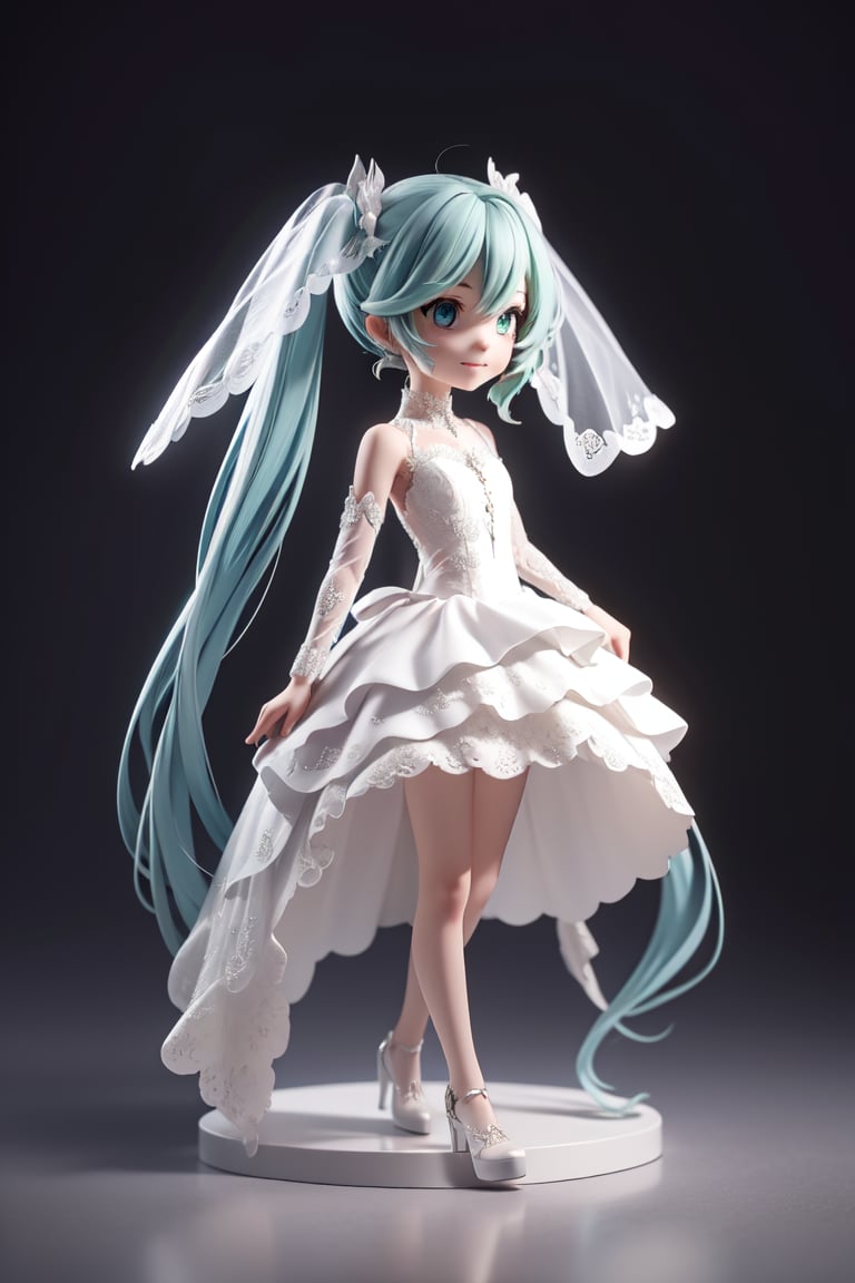 ((1 person)), Hatsune Miku, petite girl, full body, chibi, 3D figure girl, green hair, twin tails, beautiful girl with great detail, beautiful and delicate eyes, face with great detail, beautiful eyes, ruanyi0263, bridal veil, wedding dress, veil, White dress, bride
lace, evil smile, dynamic beautiful pose, dynamic pose, gothic architecture, natural light, ((real)) quality: 1.2), dynamic distance shot, cinematic lighting, perfect composition, super detail, official art, masterpiece, (best) quality: 1.3), reflection, high resolution CG Unity 8K wallpaper, detailed background, masterpiece, (photorealistic): 1.2), random angle, side angle, chibi, full body, mikdef, ruanyi0263,white dress